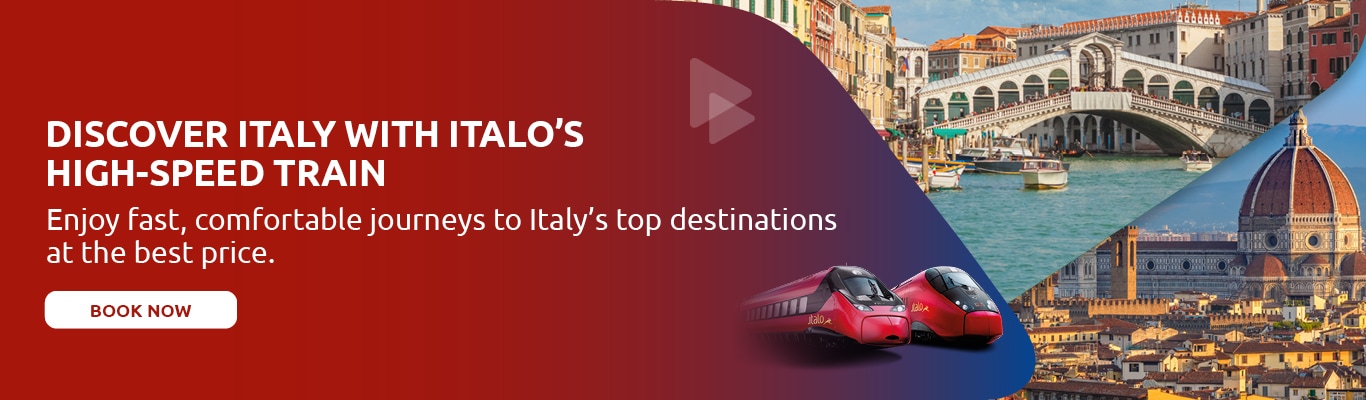 Discover Italy with Italo's high-speed train: Enjoy fast, comfortable journeys to Italy's top destinations at the best price. Book now.
