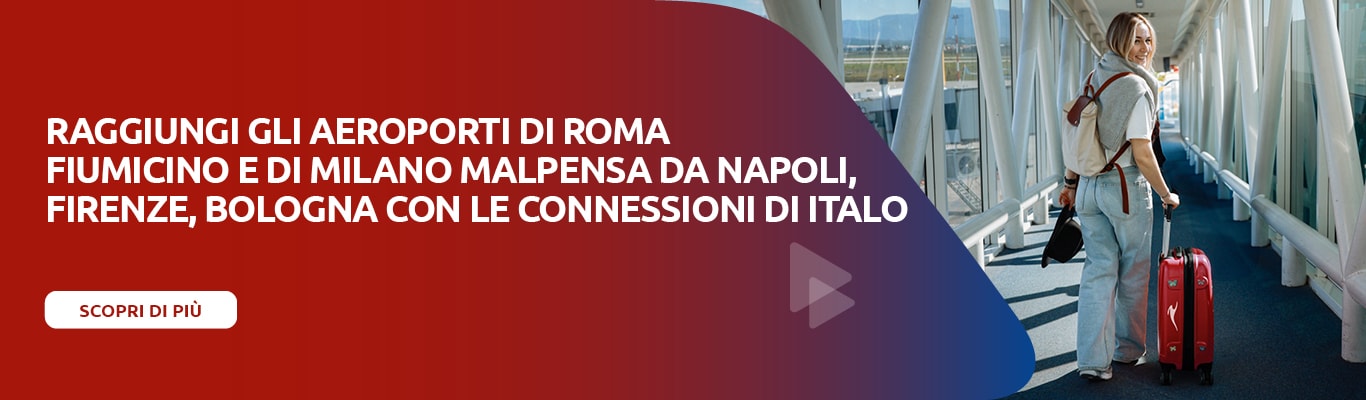 Raggiungi gli aeroporti di Roma Fiumicino e di Milano Malpensa da Napoli, Firenze, Bologna con le connessioni di Italo