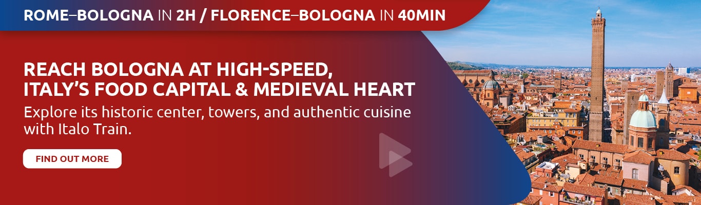 Reach Bologna at high-speed, Italy's food capital & medieval heart. Explore its historic center, towers, and authentic cuisine with Italo train.